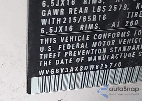 2013 Volkswagen Tiguan S/Se/Sel from USA, damaged, VIN WVGBV3AX8DW625770
